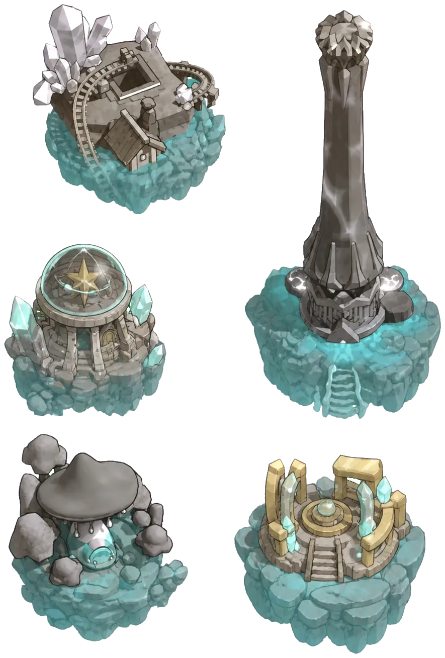The six floating zone islands of the Kingshot Mystic Trial map