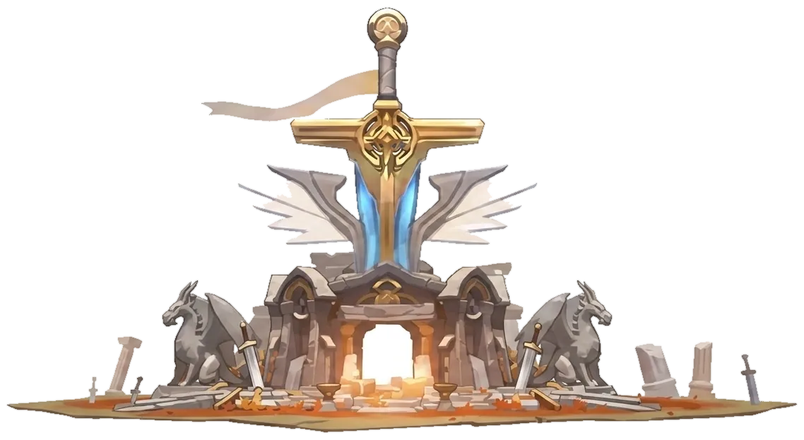 The golden winged Swordshrine monument from the Kingshot Swordland Showdown event
