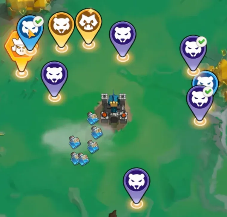 Intel mission map in Kingshot with mission markers